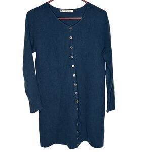 Mansted Sweater Womens Size Medium 100% Cotton Cardigan Blue